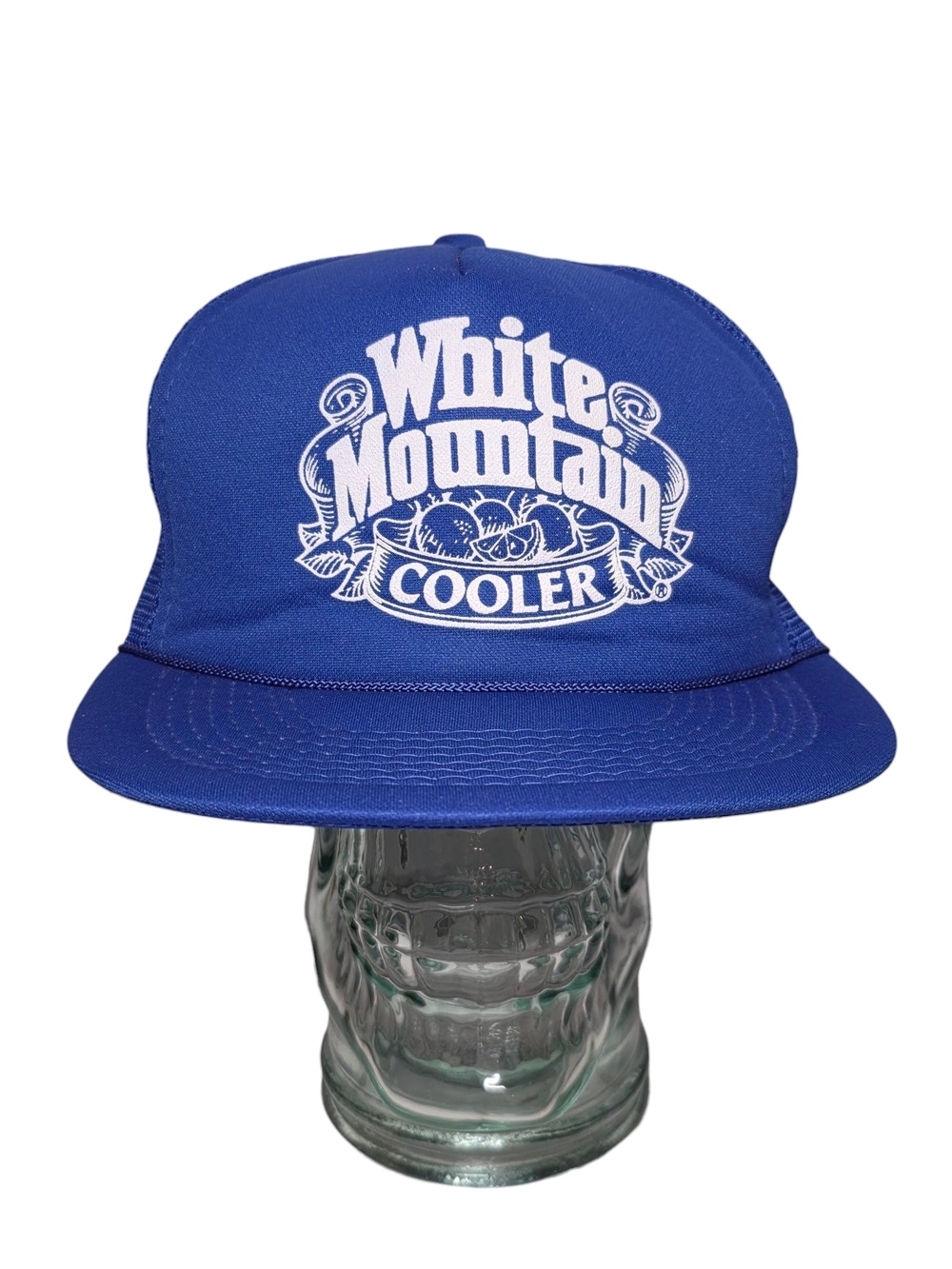 Vintage White Mountain Cooler Trucker Hat Snapback Blue Mesh Designer Pro 80s
